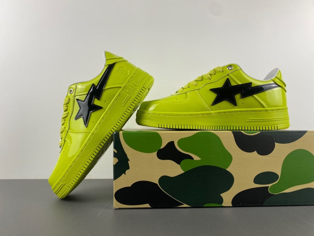 Low Top Sneakers, Neon Green Black Colorway, Lace Up Design, Casual Gift for Sneaker Fans