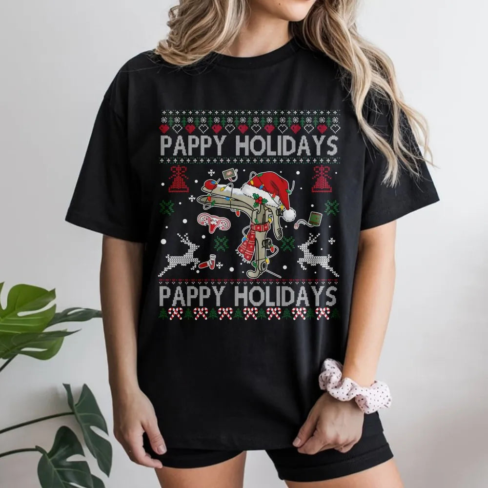 Humorous Speculum Christmas Shirt, Pappy Holidays OBGYN T-Shirt, Ugly Christmas Sweater OBGYN Tee, Medical Staff Holiday Nurs