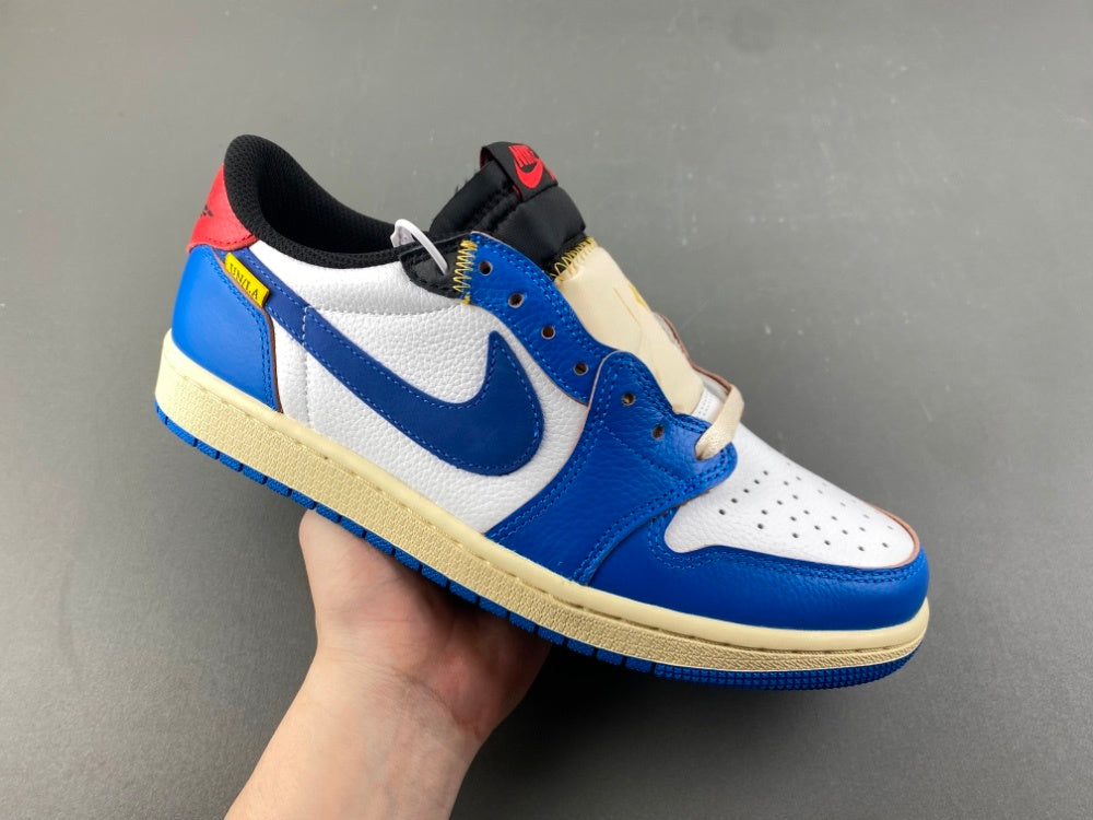 Low Top Sneakers, Blue White Yellow Colorway, Lace Up Design, Casual Gift for Sneaker Fans