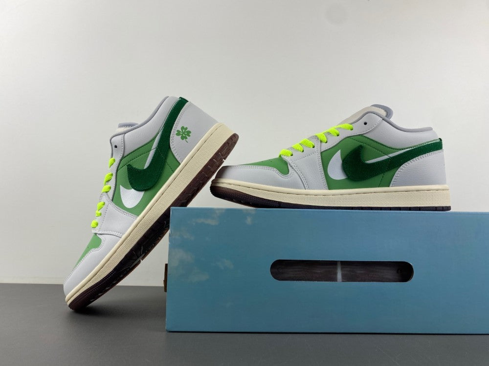 Low Top Sneakers, Neon Green White Colorway, Lace Up Design, Casual Gift for Sneaker Fans