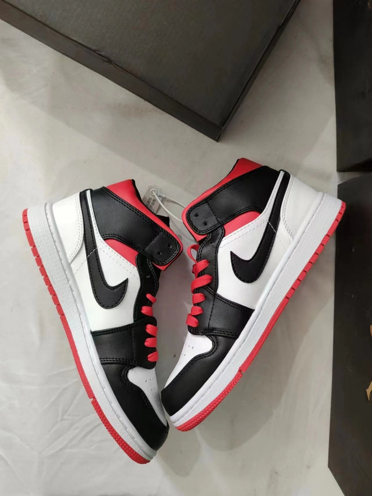 Sneakers, White Black Red Colorway, Lace Up Design, Casual Gift for Sneaker Fans