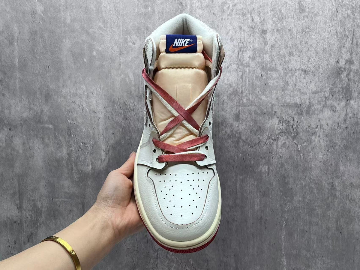 High Top Sneakers, Red Colorway, Lace Up Design, Casual Gift for Sneaker Fans