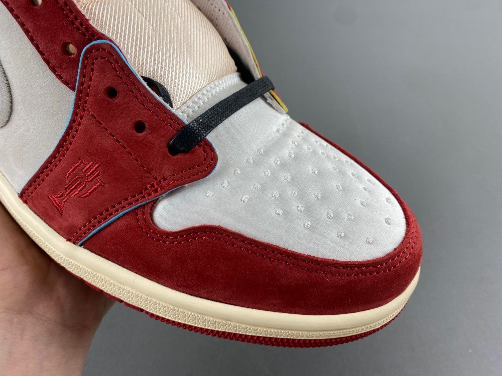 Low Top Sneakers, White Red Colorway, Lace Up Design, Casual Gift for Sneaker Fans