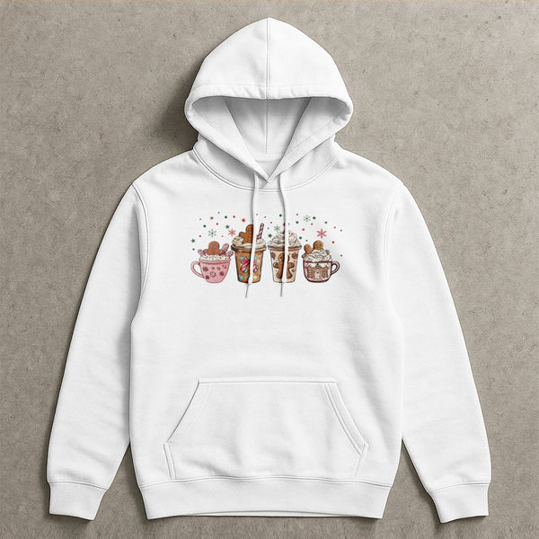 Gingerbread Latte Holiday Graphic Sweatshirt, Christmas Coffee Hoodie, Comfy Winter Cafe Pullover, Warm Holiday Drink Present