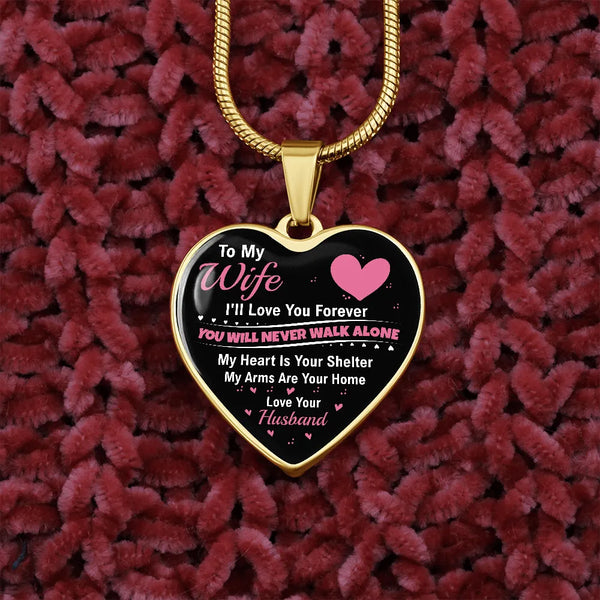 Personalized Wife Necklace, To My Wife Heart Necklace, Custom Engraved Heart Pendant, Romantic Christmas Present, Anniversary