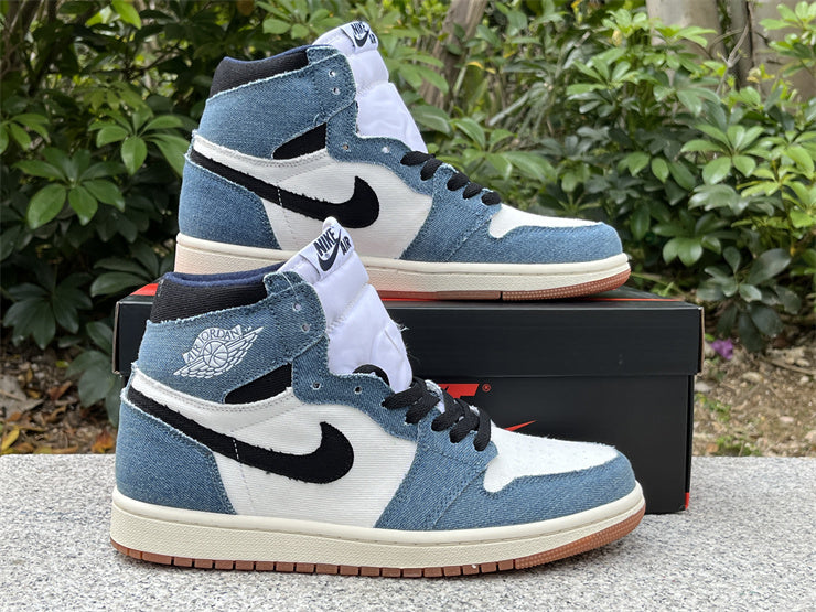 High Top Sneakers, White Blue Black Colorway, Lace Up Design, Casual Gift for Sneaker Fans
