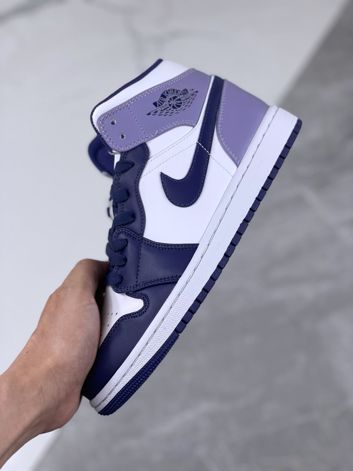 Mid Top Sneakers, White Purple Colorway, Lace Up Design, Casual Gift for Sneaker Fans