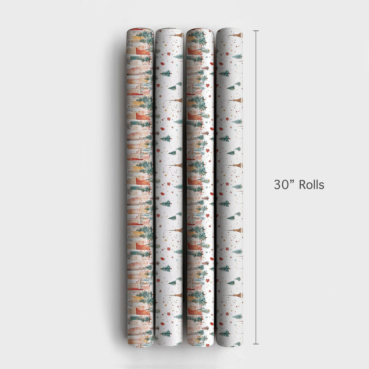 New York Holiday Gift Wrap, NYC Skyline Christmas Wrapping Paper, Watercolor Cityscape Wrapping Paper, Festive Winter Present
