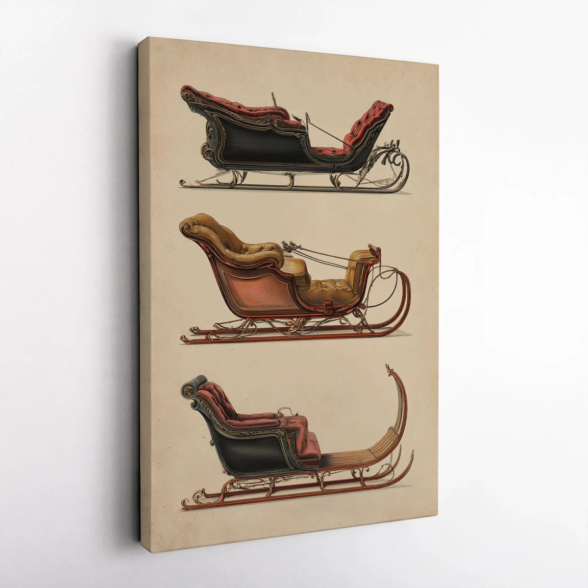 Vintage Holiday Wall Art, Victorian Horse Sleigh Canvas Print, Christmas Sleigh Poster, Winter Landscape Decor, Printable Dig