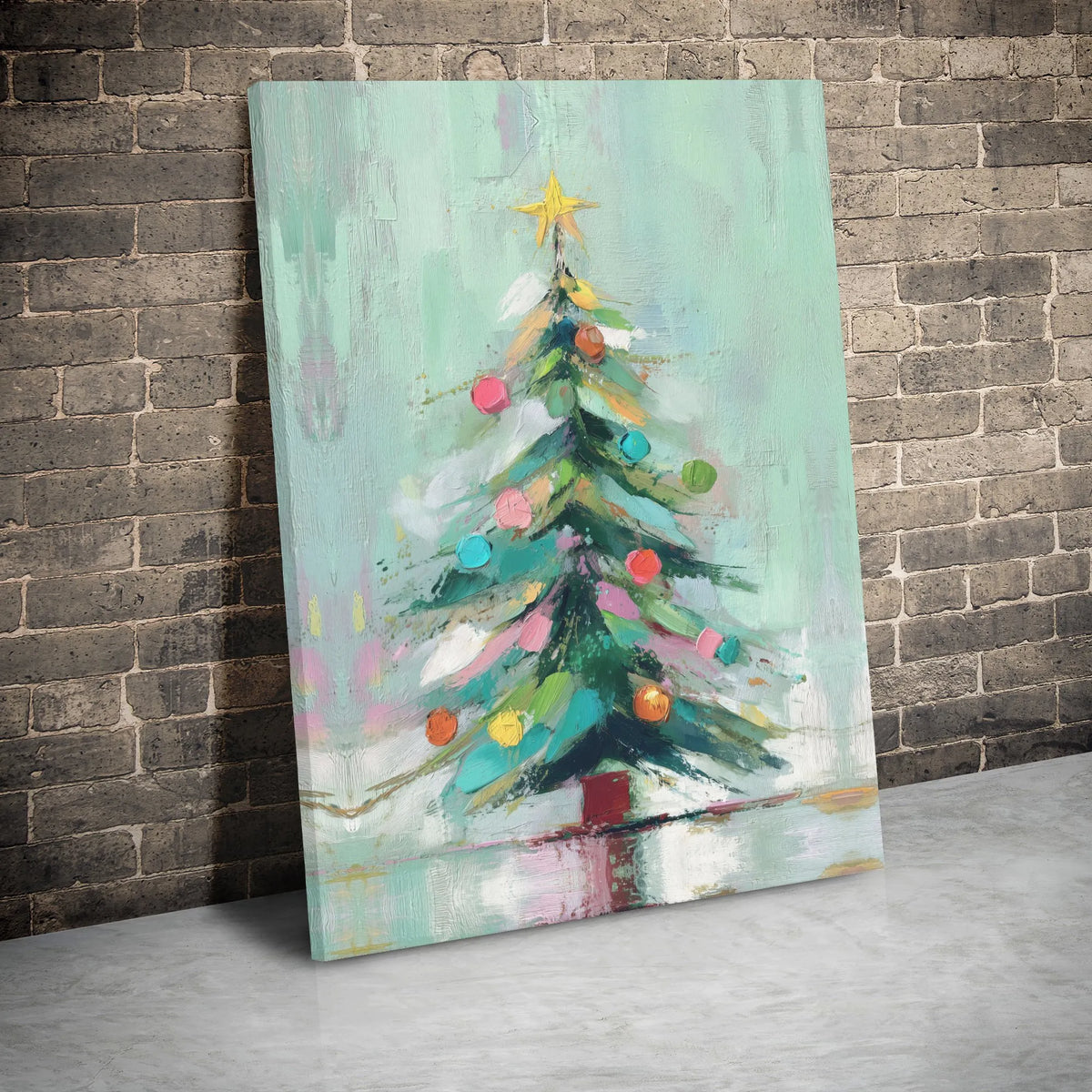 Colorful Modern Holiday Canvas Print, Abstract Christmas Tree Canvas Wall Art, Festive Winter Home Decor, Seasonal Living Roo