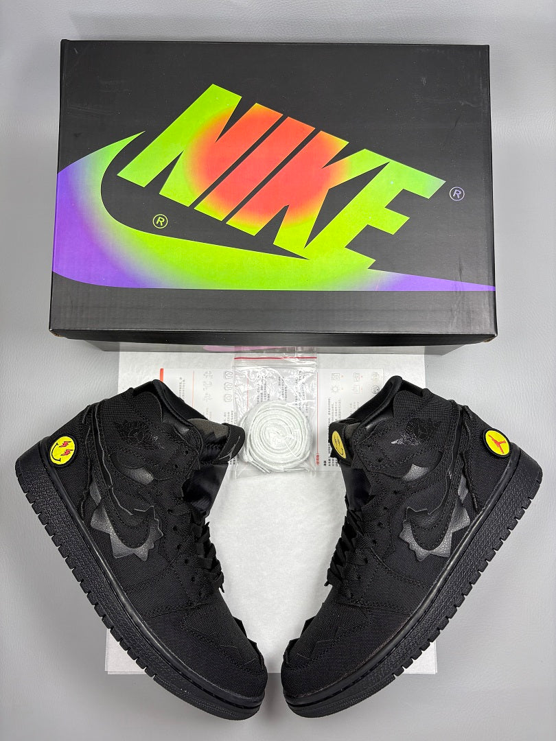 High Top Sneakers, Black Colorway, Strap Design, Casual Gift for Sneaker Fans