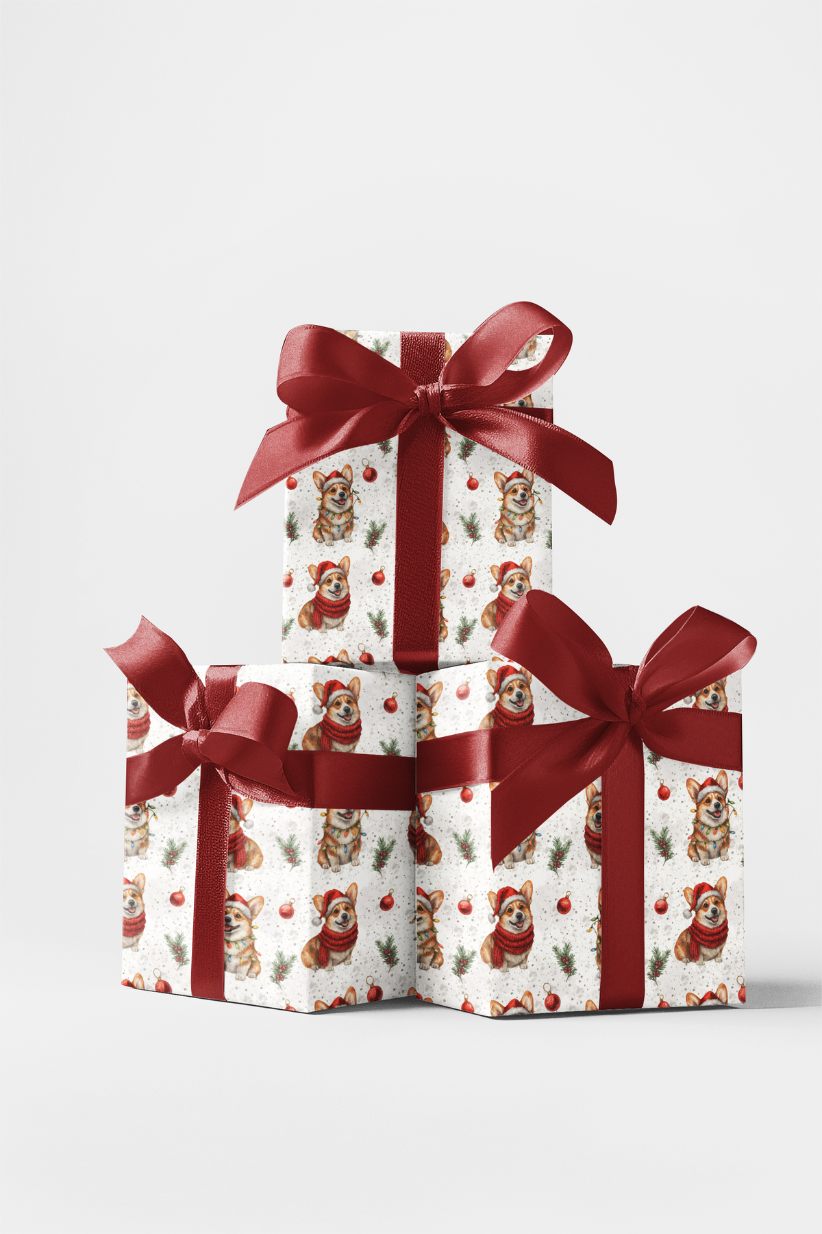 Santa Hat Mistletoe Dog Gift Wrap, Corgi Christmas Wrapping Paper, Festive Corgi Wrapping Paper, Adorable Corgi Holiday Gift 