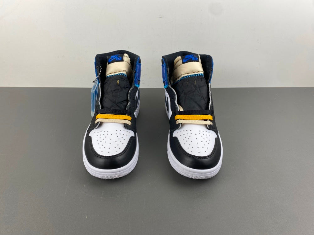 High Top Sneakers, White Black Blue Colorway, Lace Up Design, Casual Gift for Sneaker Fans