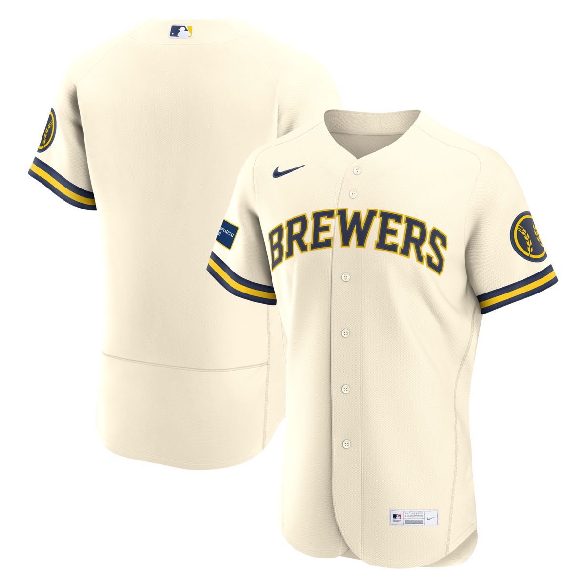 Milwaukee Brewers Cream Home Sponsor Patch Authentic Jersey