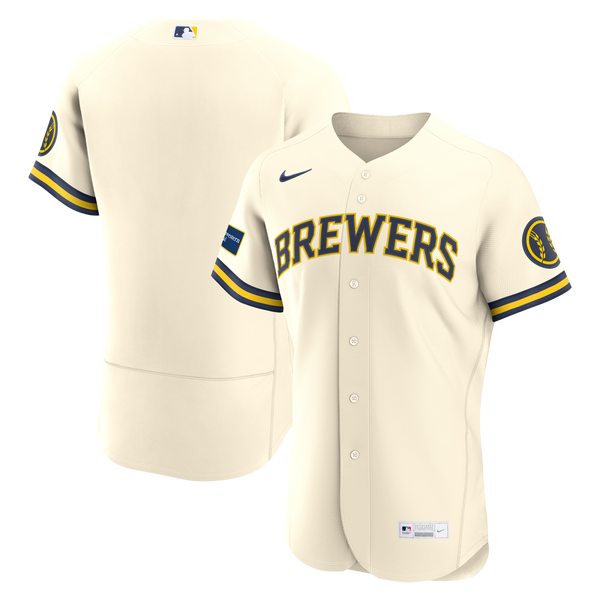 Milwaukee Brewers Cream Home Sponsor Patch Authentic Jersey