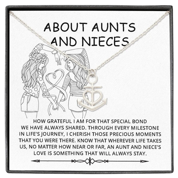 Stainless Steel Anchor Pendant Necklace, Aunt and Niece Heart Anchor Necklace, Sentimental Niece Auntie Jewelry, Birthday Chr