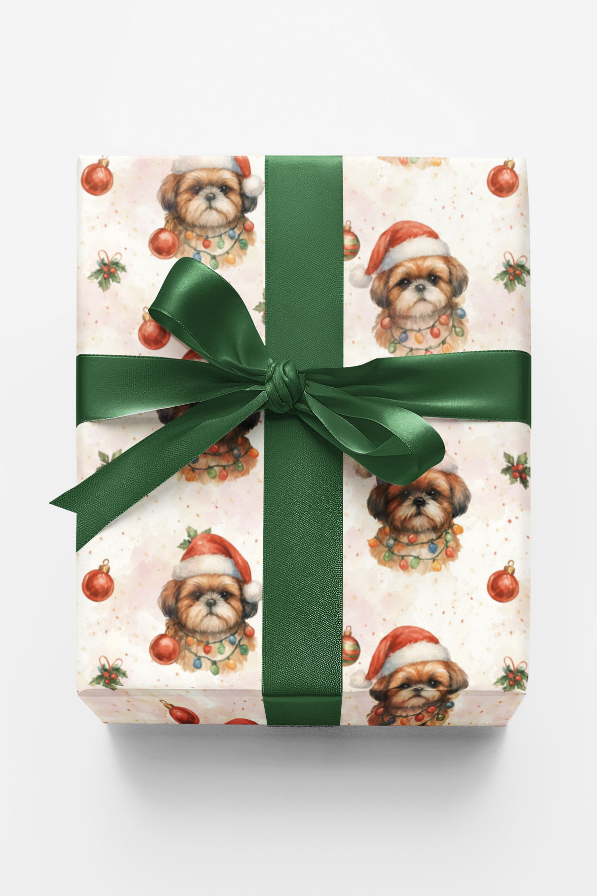 Festive Holiday Dog Gift Wrap, Shih Tzu Christmas Wrapping Paper, Adorable Pet Christmas Gift Wrap, Dog Lover Xmas Present Pa