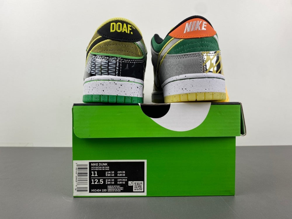 Low Top Sneakers, White Black Green Silver Colorway, Metallic Finish, Lace Up Design, Casual Gift for Sneaker Fans