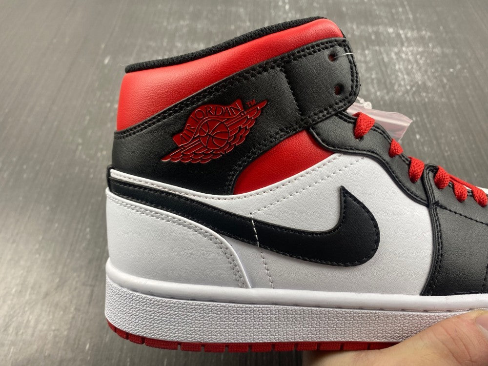 Mid Top Sneakers, White Black Red Colorway, Lace Up Design, Casual Gift for Sneaker Fans