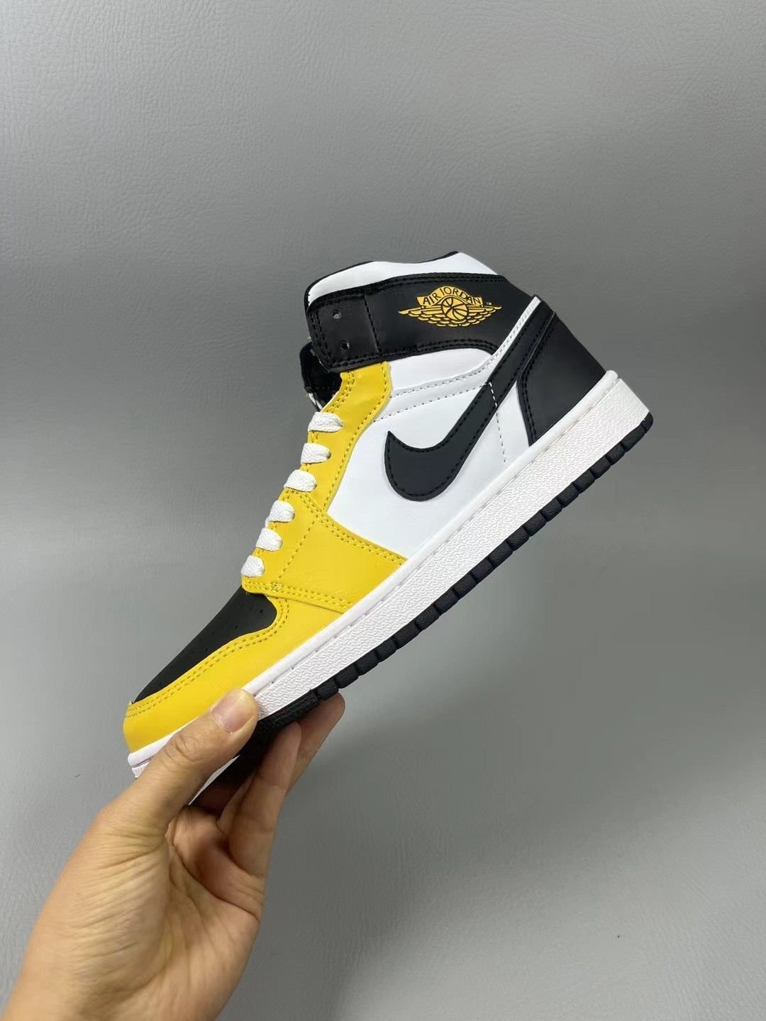 High Top Sneakers, Black Yellow Colorway, Lace Up Design, Casual Gift for Sneaker Fans