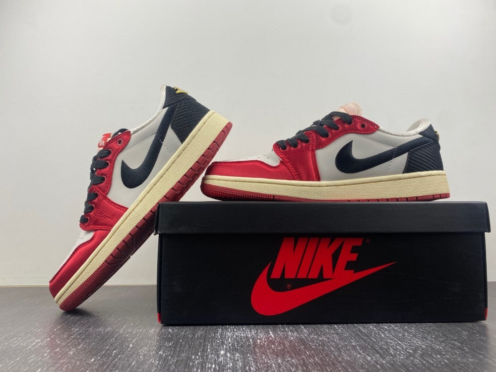 Low Top Sneakers, White Red Colorway, Lace Up Design, Casual Gift for Sneaker Fans