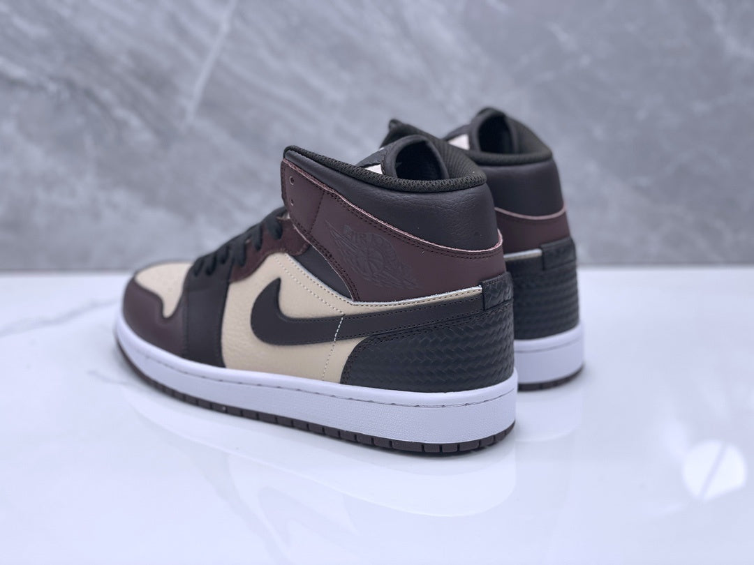 Mid Top Sneakers, Beige Black Colorway, Lace Up Design, Casual Gift for Sneaker Fans