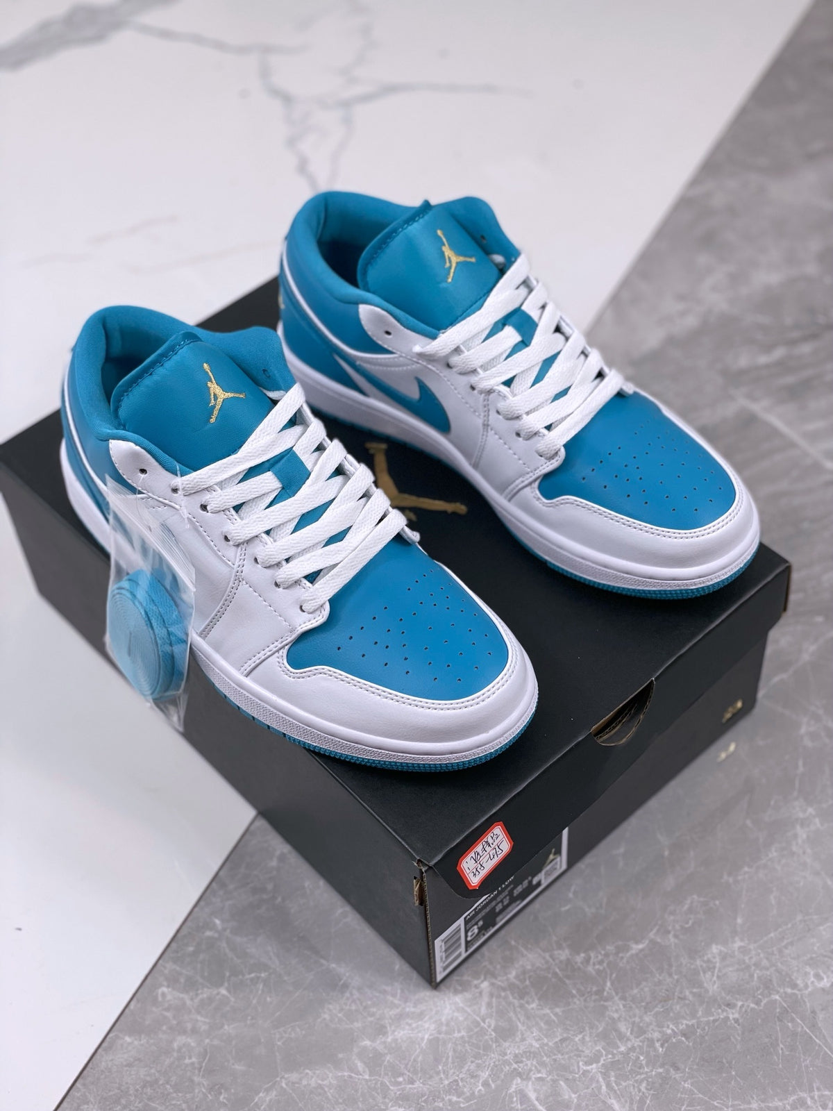 Low Top Sneakers, Blue White Colorway, Lace Up Design, Casual Gift for Sneaker Fans