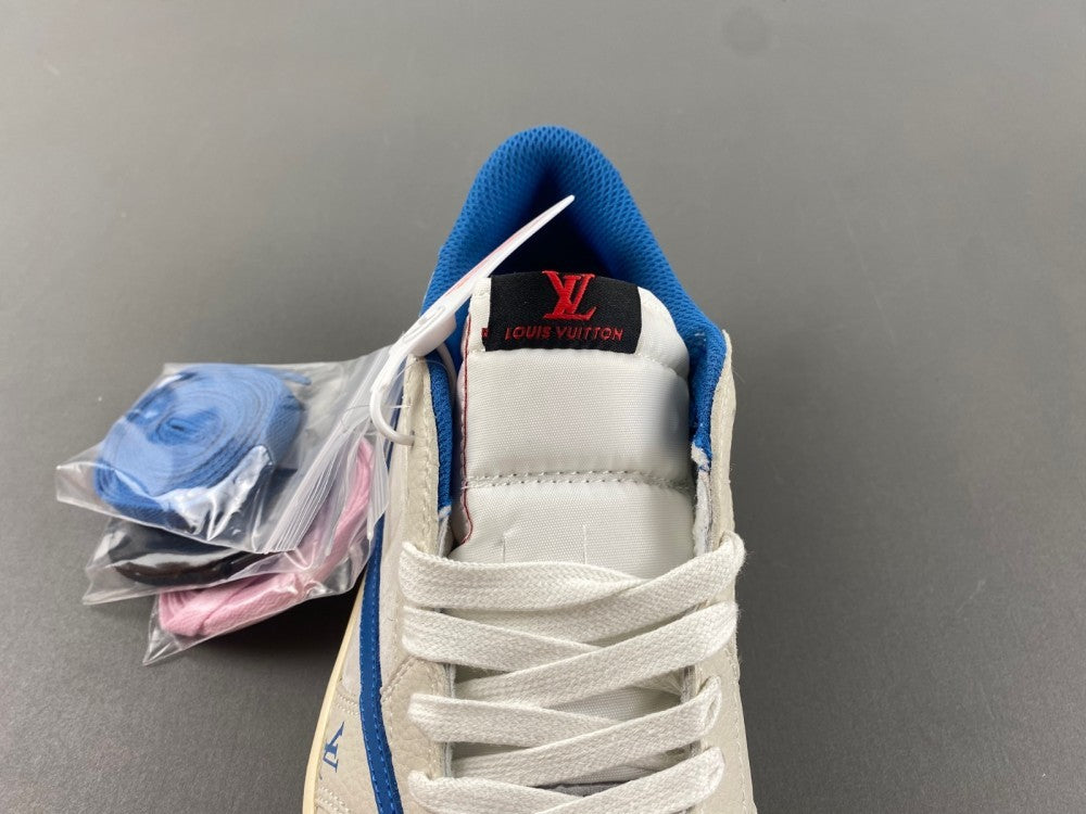 Low Top Sneakers, Royal Blue White Gray Colorway, Reverse Hook Design, Lace Up Design, Casual Gift for Sneaker Fans
