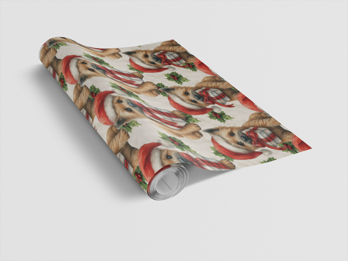 Festive Terrier Dog Gift Wrap, Cairn Terrier Christmas Wrapping Paper, Adorable Puppy Holiday Wrapping Paper, Xmas Dog Lover 