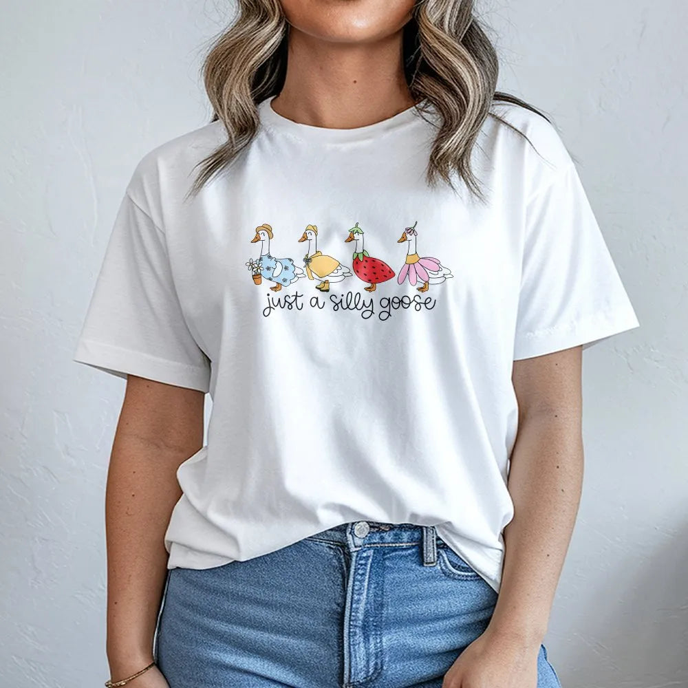 Silly Goose T-Shirt | Cute Cartoon Geese Graphic Sweatshirt | Premium Cotton-Blend | Funny Animal Lover Gift