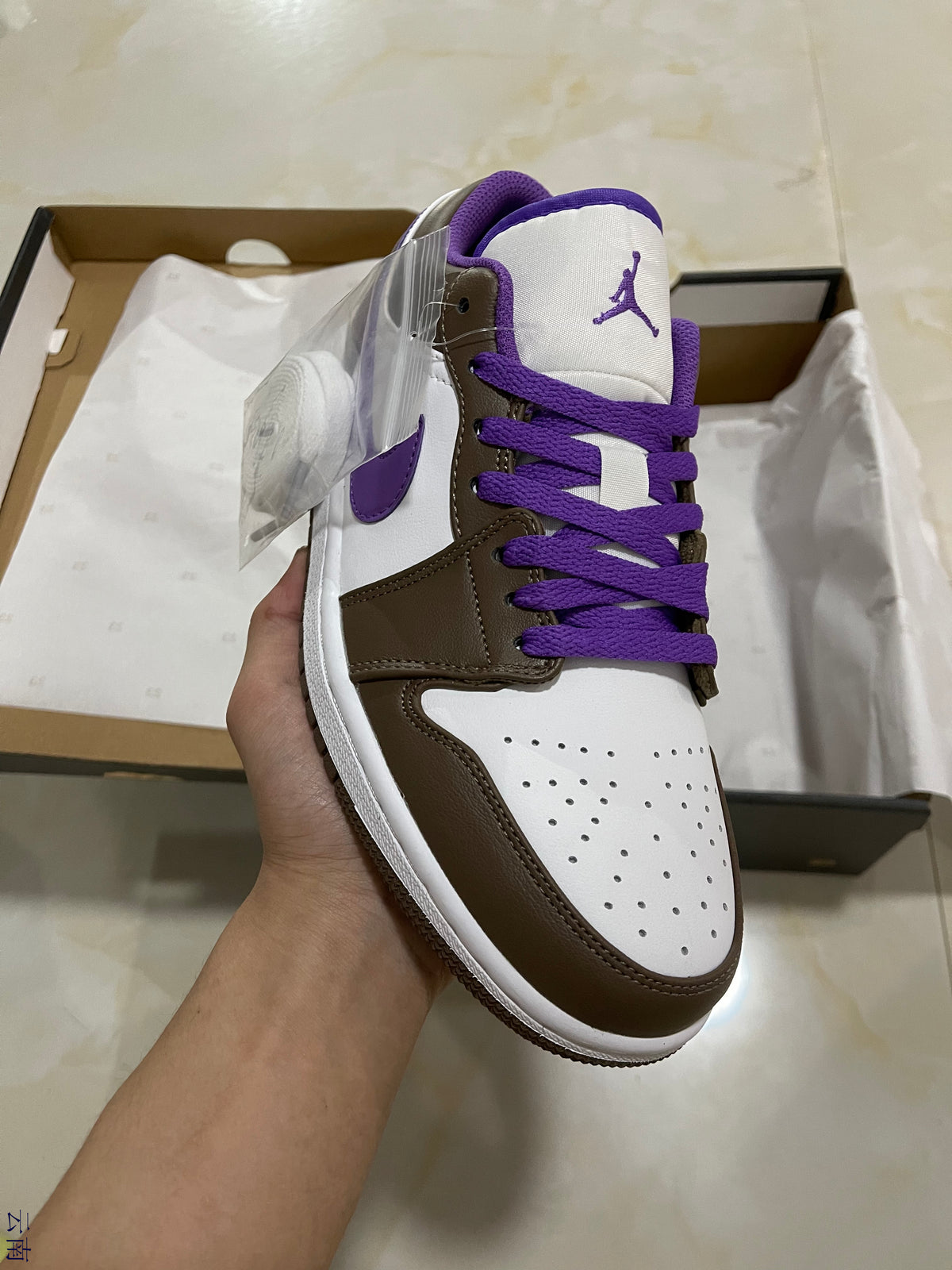 Low Top Sneakers, White Purple Brown Colorway, Lace Up Design, Casual Gift for Sneaker Fans