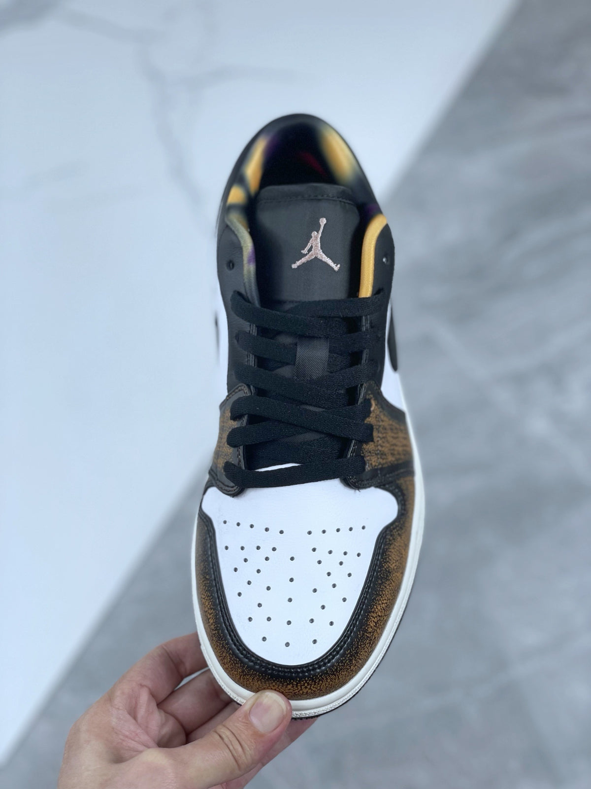 Distressed Low Top Sneakers, Brown White Colorway, Lace Up Design, Distressed Finish, Casual Gift for Sneaker Fans