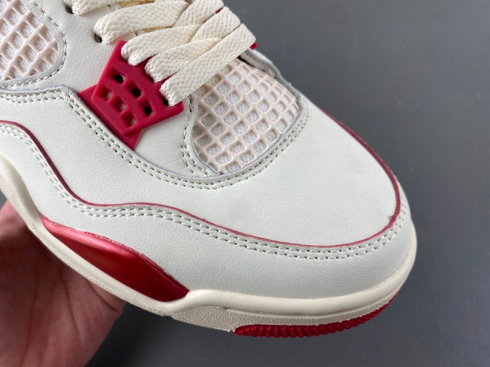 Low Top Sneakers, Off White Red Colorway, Leather Footwear, Lace Up Design, Casual Gift for Sneaker Fans