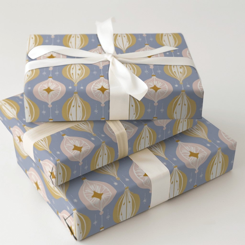 Retro Ornament Gift Wrap, Mid Century Modern Christmas Wrapping Paper, MCM Christmas Wrapping Paper, Vintage Holiday Gift Wra