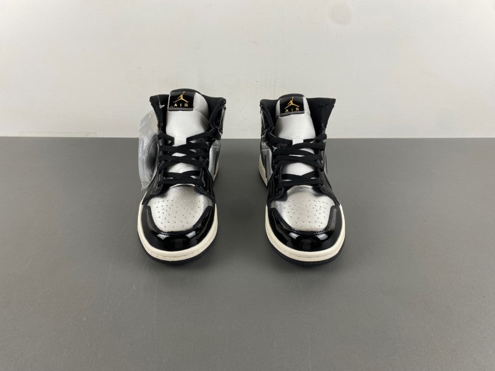 Mid Top Sneakers, Black Silver Gold Colorway, Lace Up Design, Casual Gift for Sneaker Fans