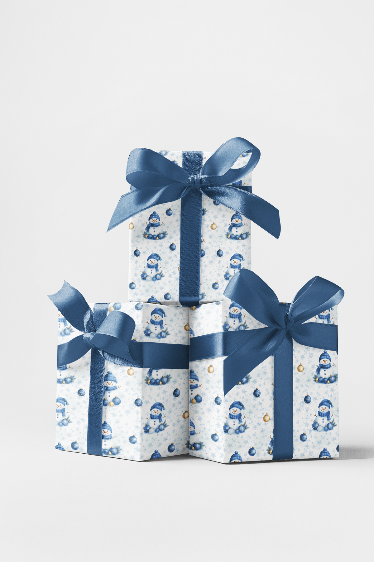 Bluebell Winter Gift Wrap Roll, Snowman Christmas Wrapping Paper, Festive Snowman Holiday Paper, Kids Xmas Gift Wrapping Pape