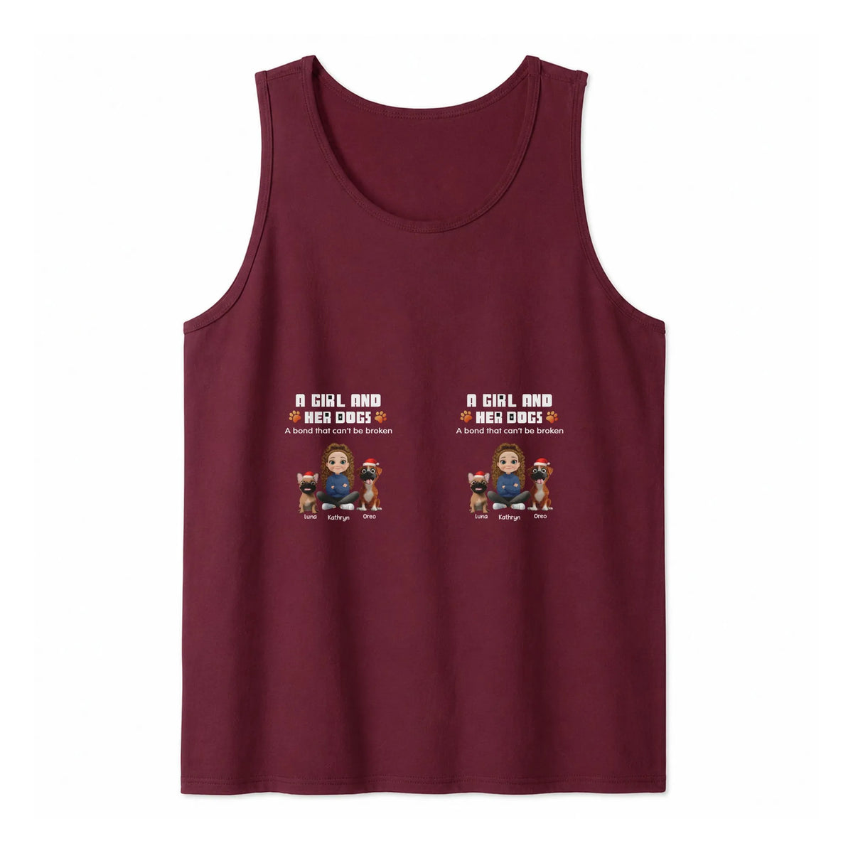 Holiday Dog Mom Sleeveless Shirt, A Girl and Her Dogs Christmas Tank Top, Adorable Pet Lover Xmas Tank Top, Winter Puppy Grap
