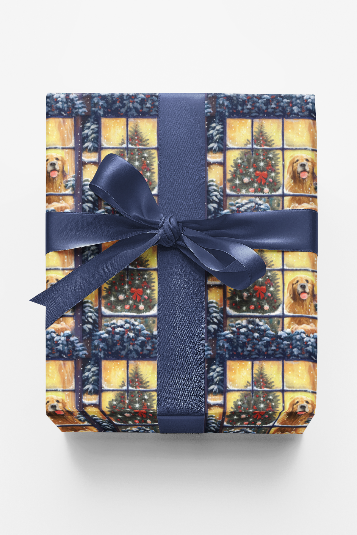 Winter Snow Scene Gift Wrap, Golden Retriever Christmas Wrapping Paper, Holiday Dog Wrapping Paper, Festive Pet Lover Gift Wr