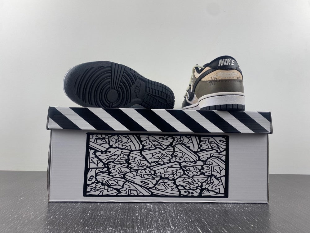 Low Top Sneakers, White Black Brown Colorway, Lace Up Design, Casual Gift for Sneaker Fans