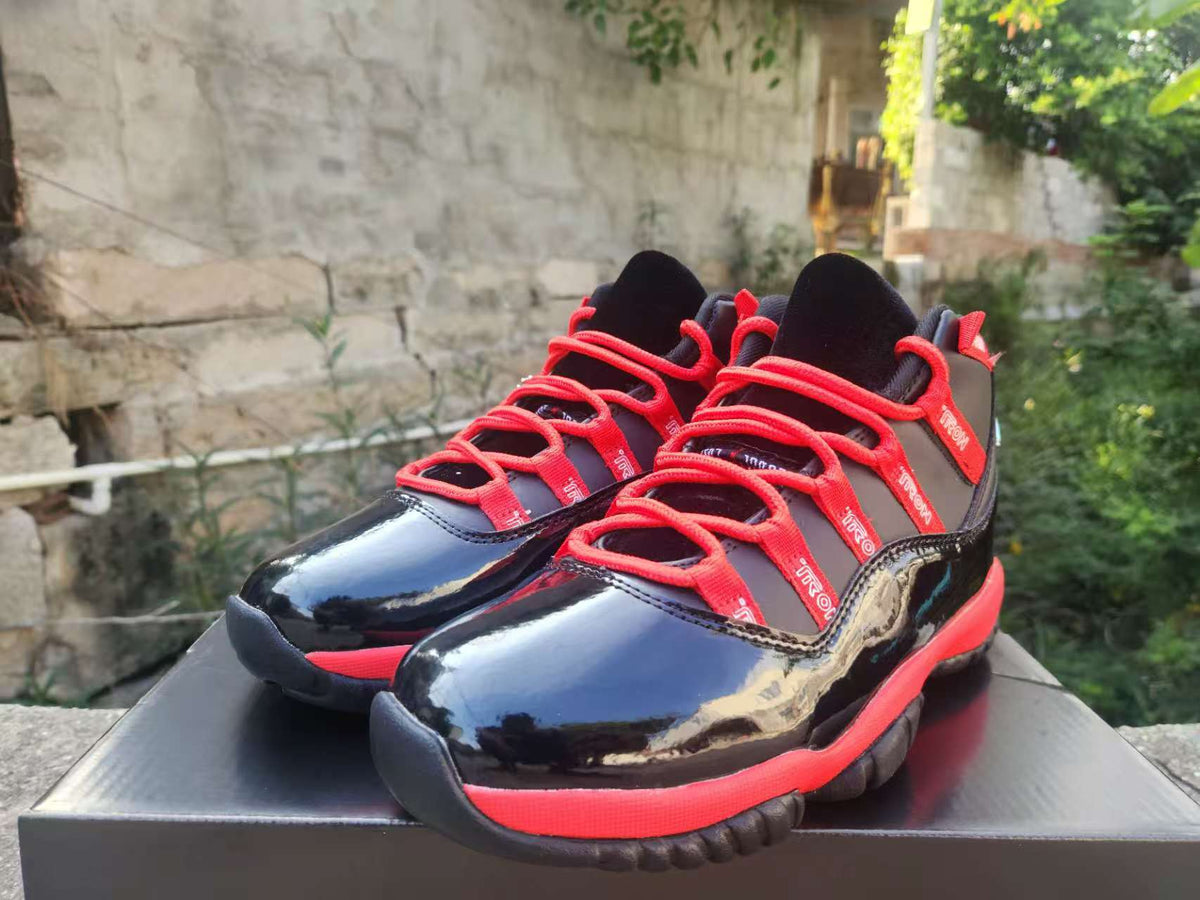 High Top Sneakers, Black Red Colorway, Lace Up Design, Casual Gift for Sneaker Fans