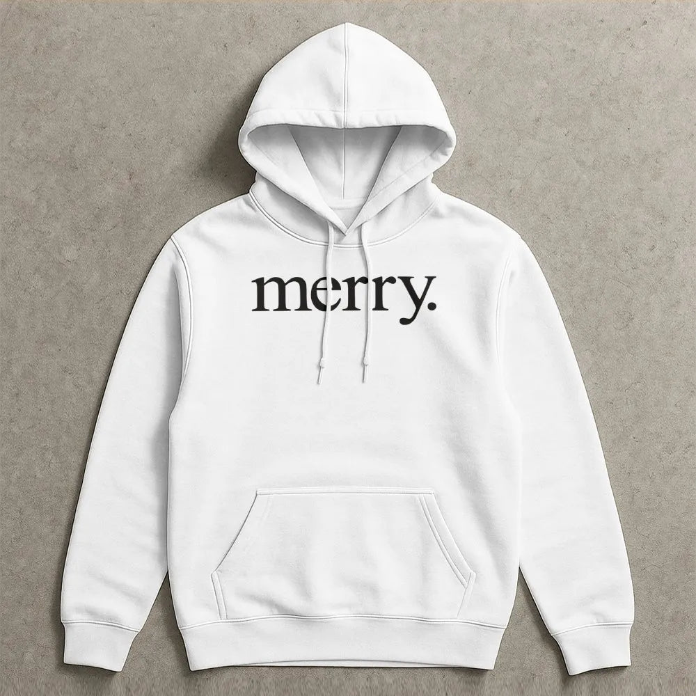 Festive Script Holiday Sweatshirt, Minimalist Merry Christmas Hoodie, Comfy Aesthetic Xmas Pullover, Winter Holiday Present f