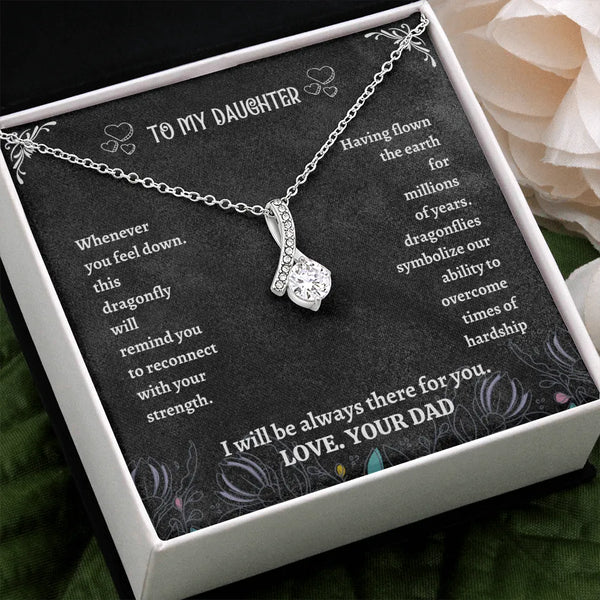 Sentimental Message Card Dragonfly Necklace, Dragonfly Pendant Necklace for Daughter, Birthday Christmas Keepsake Jewelry Pre