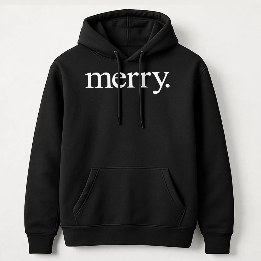 Minimalist Holiday Typography Graphic Sweatshirt, Merry Christmas Hoodie, Festive Winter Season Pullover, Comfy Xmas Apparel 
