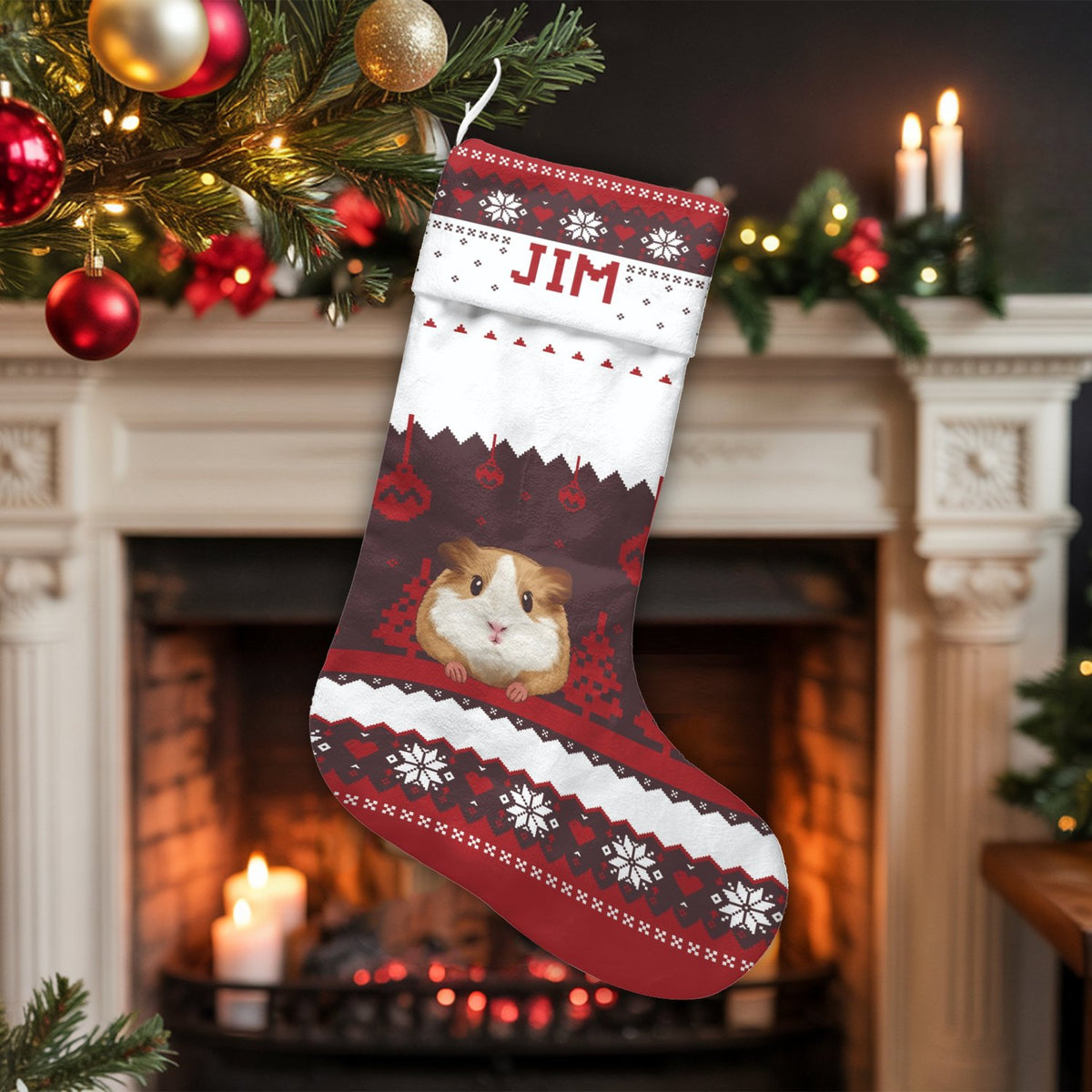 Adorable Pet Holiday Stocking, Guinea Pig Christmas Stocking, Personalized Christmas Stocking
