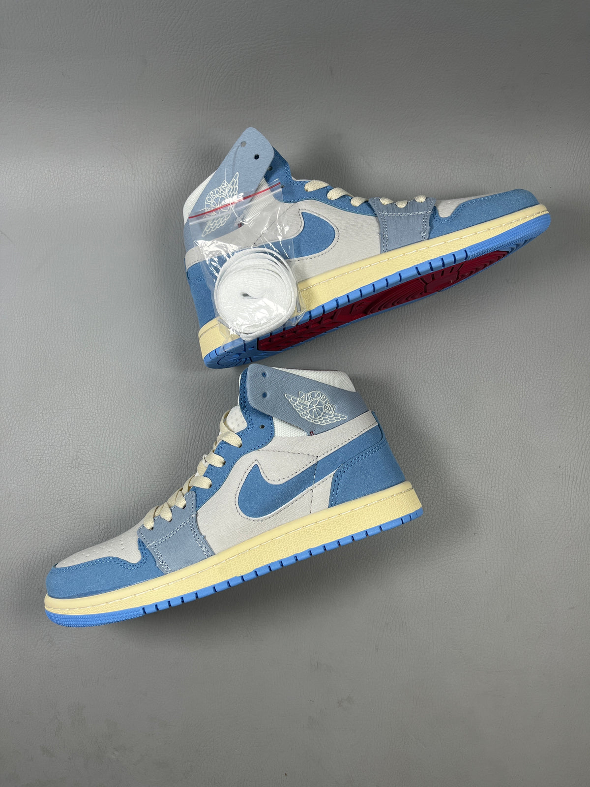 High Top Sneakers, Blue Gray Colorway, Lace Up Design, Casual Gift for Sneaker Fans