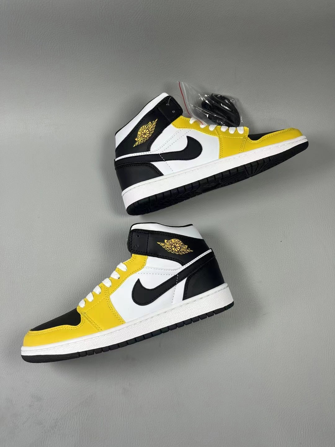 High Top Sneakers, Black Yellow Colorway, Lace Up Design, Casual Gift for Sneaker Fans