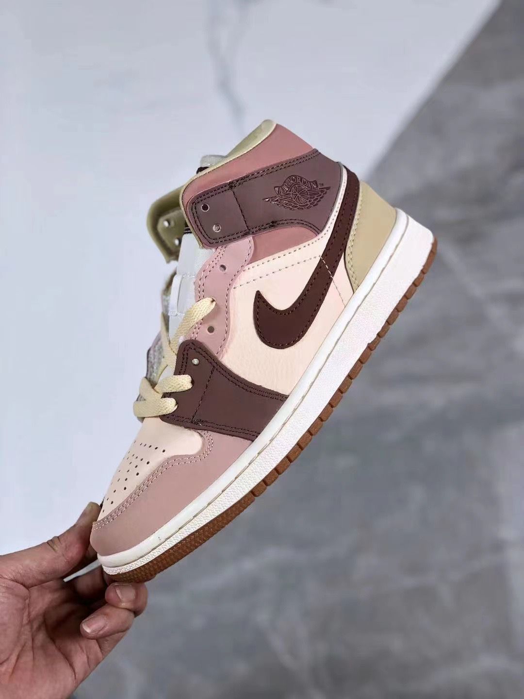 Sneakers, Brown Cream Colorway, Lace Up Design, Casual Gift for Sneaker Fans
