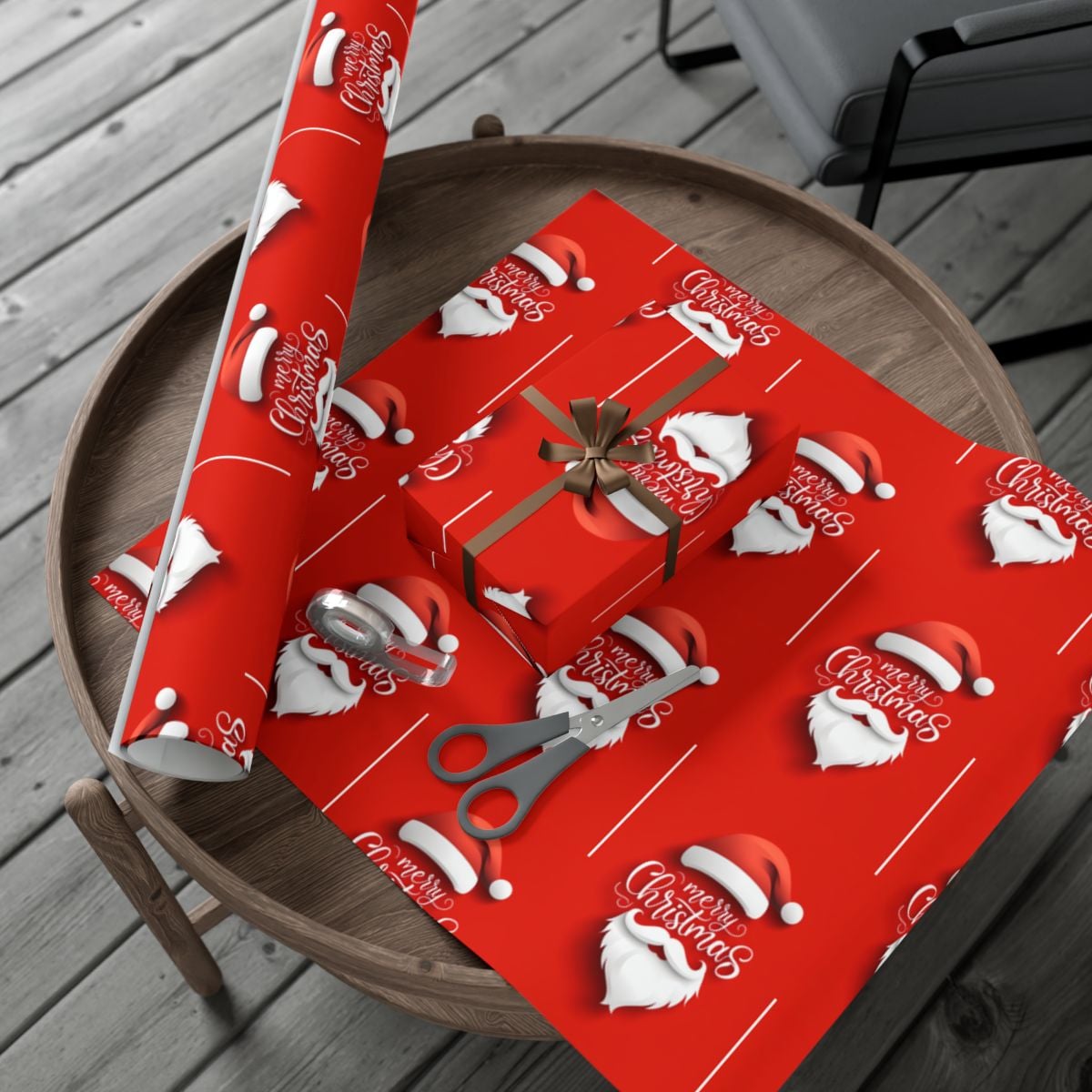 Red Santa Face Holiday Gift Wrap, Santa Claus Wrapping Paper, Classic Christmas Wrapping Paper, Traditional Festive Present P