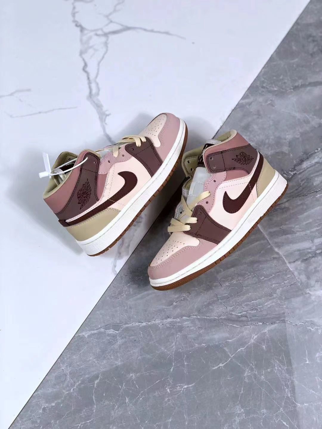 Sneakers, Brown Cream Colorway, Lace Up Design, Casual Gift for Sneaker Fans