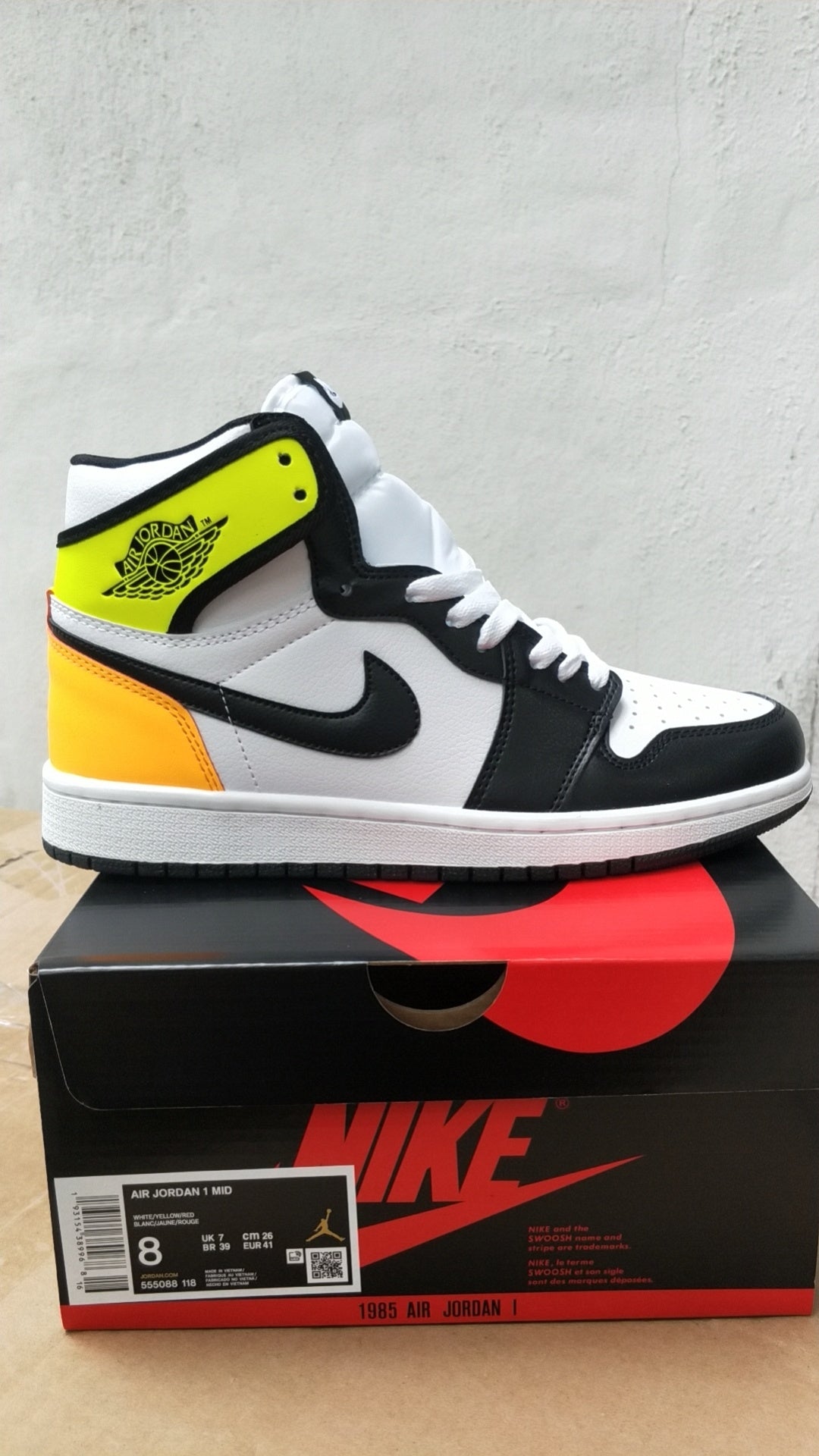 Sneakers, Black Yellow Colorway, Lace Up Design, Casual Gift for Sneaker Fans
